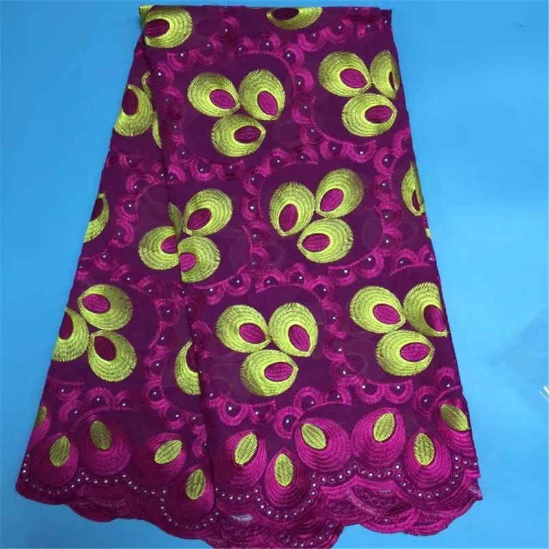 

Free shipping African swiss voile lace high quality wedding lace African Fabric 5y/lot 100% Cotton Swiss Voile Lace In Rose Red
