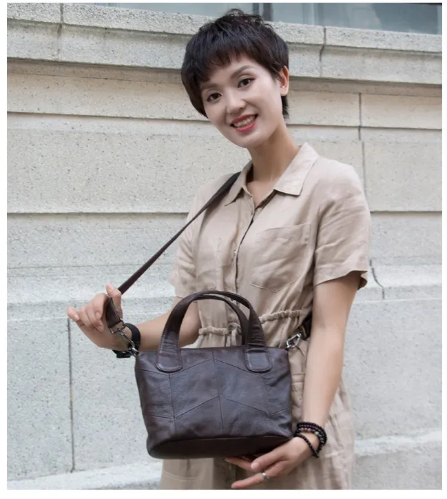 MJ Women Genuine Leather Bag Female Real Cow Leather Handbag Small Tote Bags Ladies Shoulder Handbag Messenger Bag for Women (35)