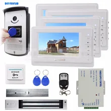 DIYSECUR Remote Control + Magnetic Lock + 7 inch Monitor Video Door Phone Intercom Doorbell 700 TV Line Camera RFID Keyfobs