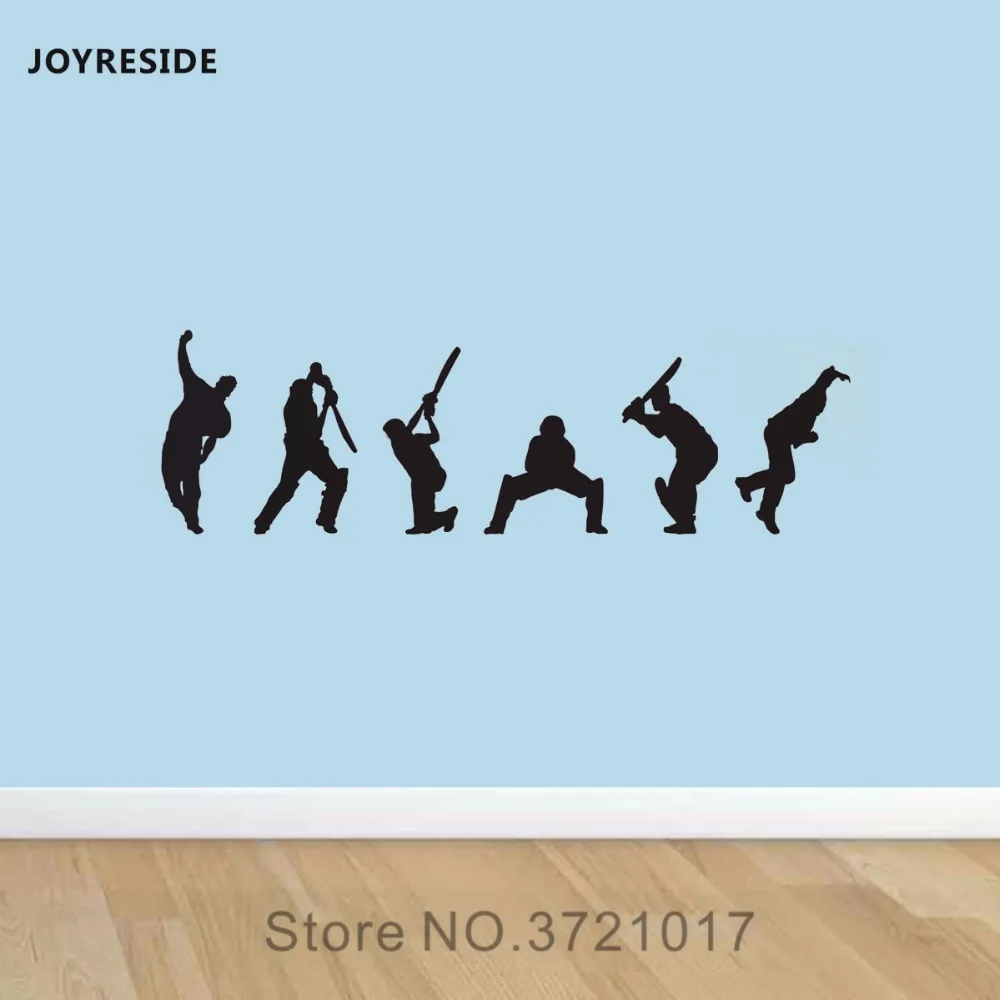 Joyreside الكريكيت ديكور الجدار شارات الفينيل ملصقا رجالي الرياضة تصميم فن زخرفة غرفة المعيشة المنزل الداخلية بوي نوم a018