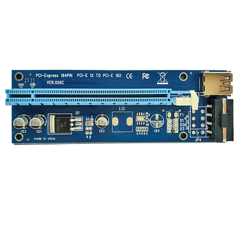 10 шт. PCI E расширитель Express Riser Card VER 006C 1x к 16x USB 3 0 SATA 4Pin IDE Molex Power для BTC Miner Mining Machine| |