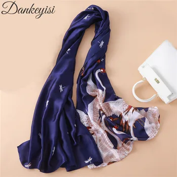 

DANKEYISI 2018 Autumn Silk Scarf Women Large Shawls Printed Stoles Bandana Luxury Brand Kerchief Scarf Female Foulard Hijab