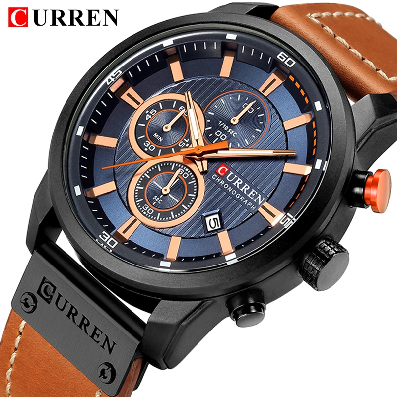 

CURREN Watch For Men Brand Quartz-Watch Men's Round Dial Analog Watch with Date Display 2018 Top Luxury Popular Men Sport ClocK