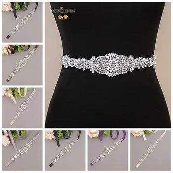 

TOPQUEEN S123 Crystal bridal belt rhinestone bridal belt handmade silver diamond wedding belt for bridal accessories