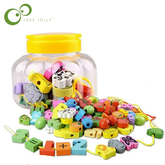 

20pcs/pack wooden toys Cartoon Animals Fruit beads Stringing Threading Beads Game Education Toy for Baby Kids Children GYH
