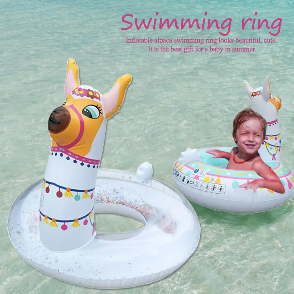 

Summer Cartoon Alpaca Kids Swimming Ring Baby Inflatable Pool Float Ring Kids Pool Toy Float Thick High Quality