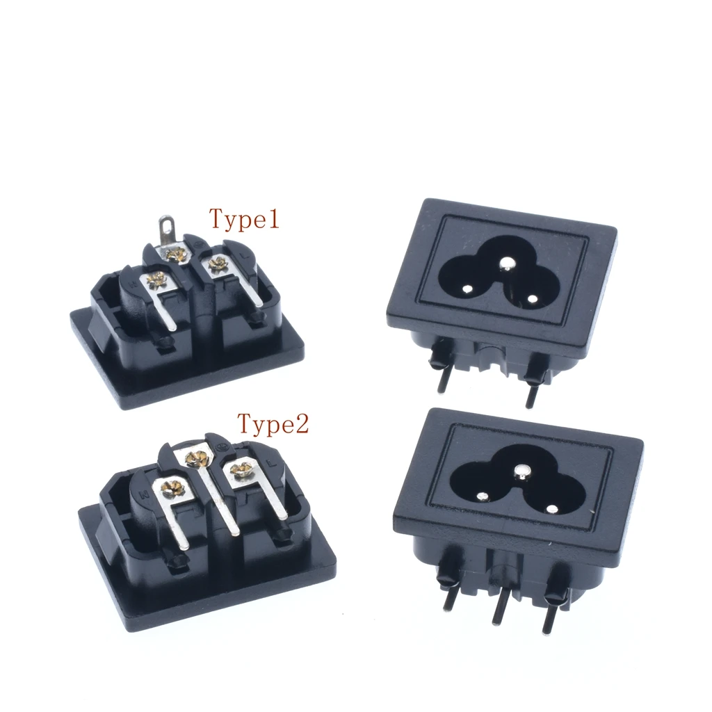 

IEC320 C6 AC Power Scoket Inlet Snap-In Mount and PCB Terminal
