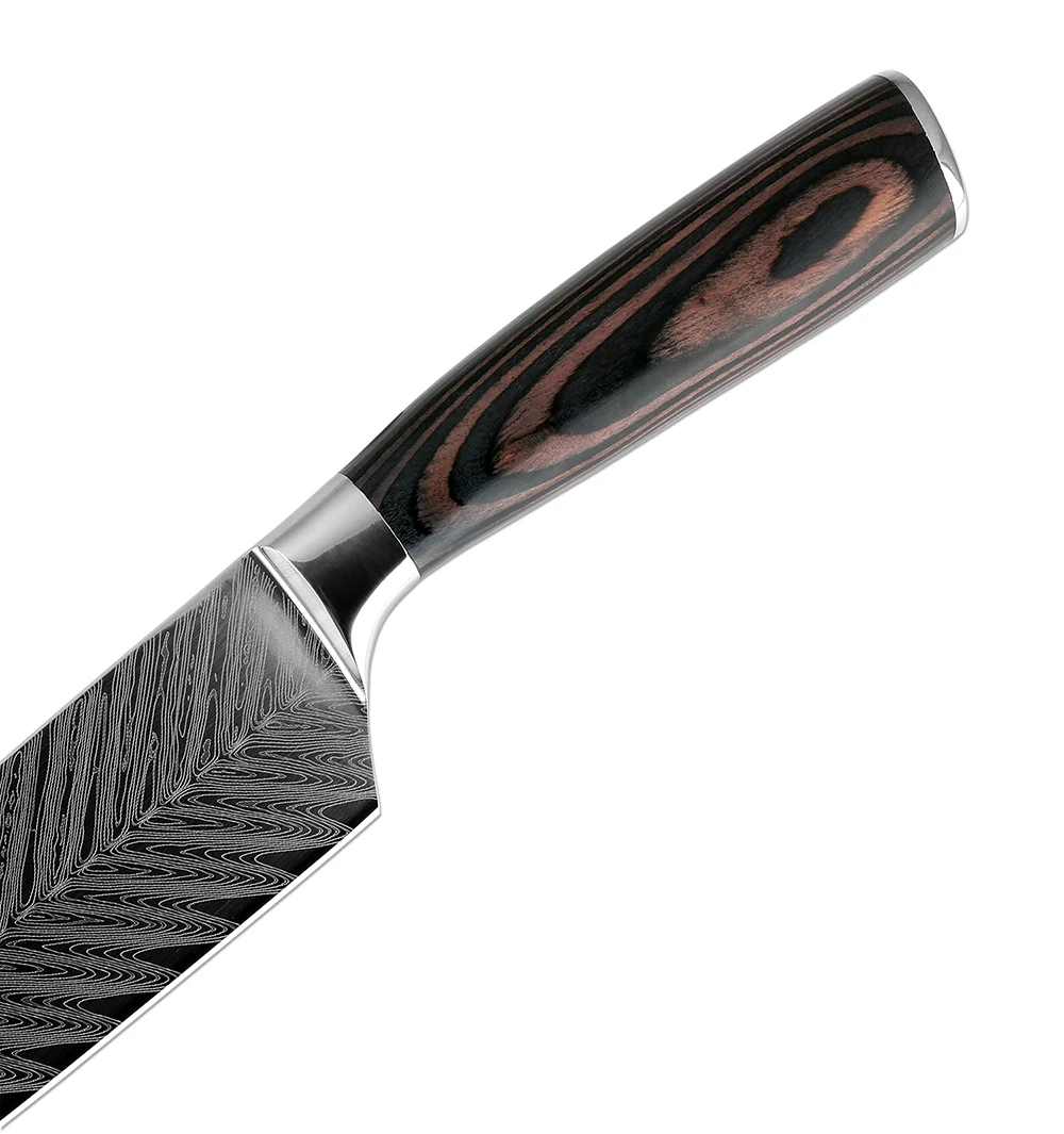 XITUO 8 дюймов Японские Кухонные Ножи Дамасская поверхность шеф-повара нож деревянная ручка Япония сталь Santoku Кливер нож инструмент