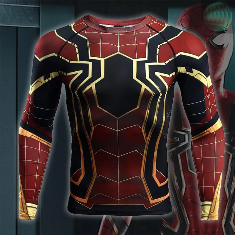

Avengers: Infinity War Spiderman 3D Printed T shirts Men Compression Shirts Crossfit Tops For Male Cosplay Costume
