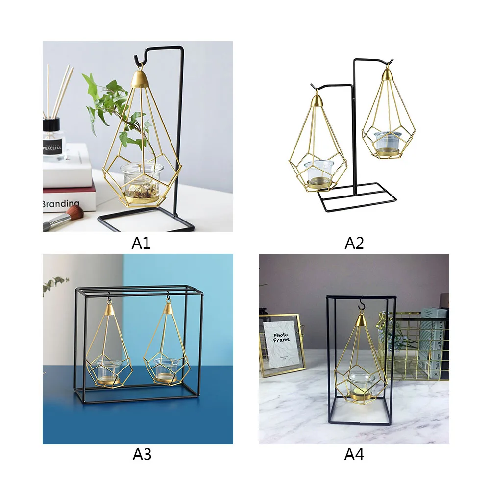 Скандинавский стиль геометрический Золотой стеклянный Железный подсвечник для свечи-чашки домашний декоративный подсвечник свадебный подсвечник