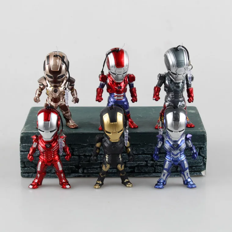 

Movie Figure 6PCS/SET Egg Attack Iron Man Light & Action Function Iron Prtriot MK42 PVC Action Figures Toys Collectible Model
