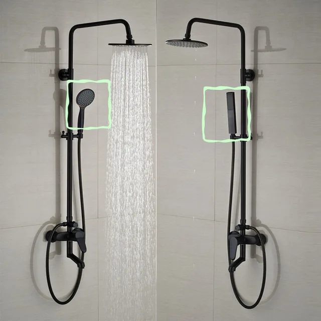Bathroom Black Shower Set Wall Mounted 8 Rainfall Mixer Tap Bathroom Black Shower Set Wall Mounted 8 Rainfall Mixer Tap Faucet 3 Functions