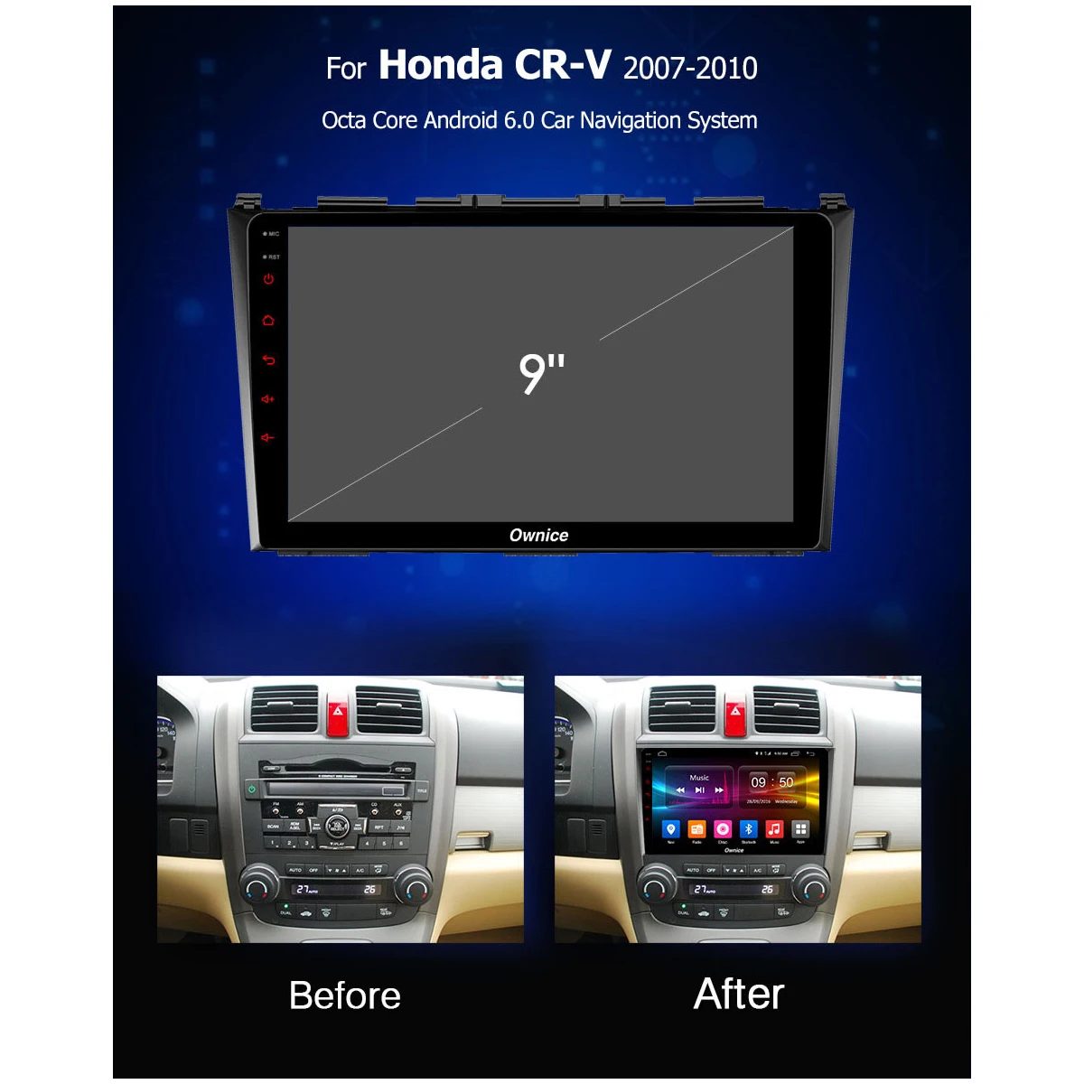 Perfect 9" IPS ADAS Android 9.0 Octa Core 4GB RAM+32GB ROM Car DVD Player For Honda CRV CR-V 2006-2011 GPS Radio Stereo 4G DSP CarPlay 2