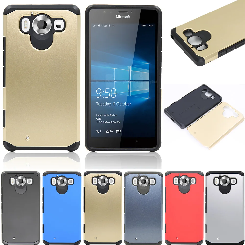 

Phone Case For Nokia Microsoft Lumia 950 Rubber Hybrid Protective Armor Case Hard Impact Protective Hard Cover