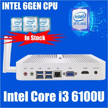 SKYLAKE Core i3 6100U Mini PC Windows 10 Barebone DP Port 3Year Warranty Windows TV Box 4K HD Mini PC i3 6100 mini pc i5 6200U