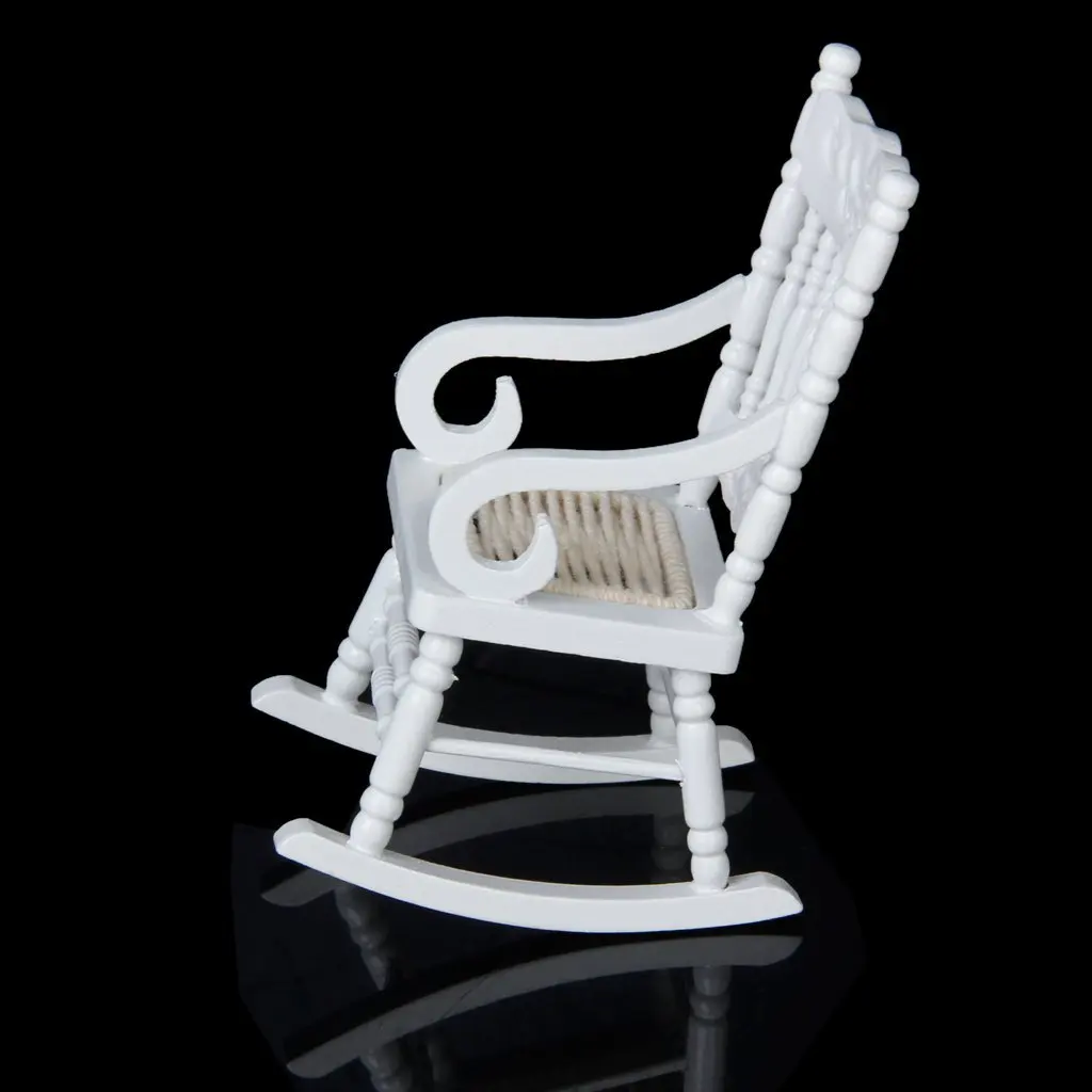 1/12 миниатюрный кукольный домик деревянный кресло-качалка модель белый