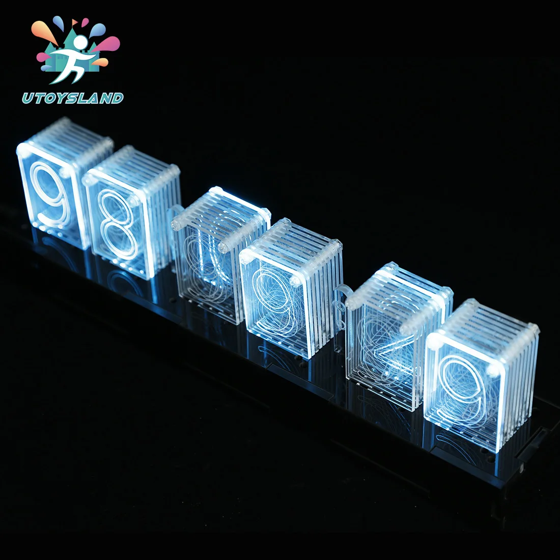 

Small Size Remote Control High-Tech Acrylic Electronic Clock Creative Luminous Clock Decoration Model Kit