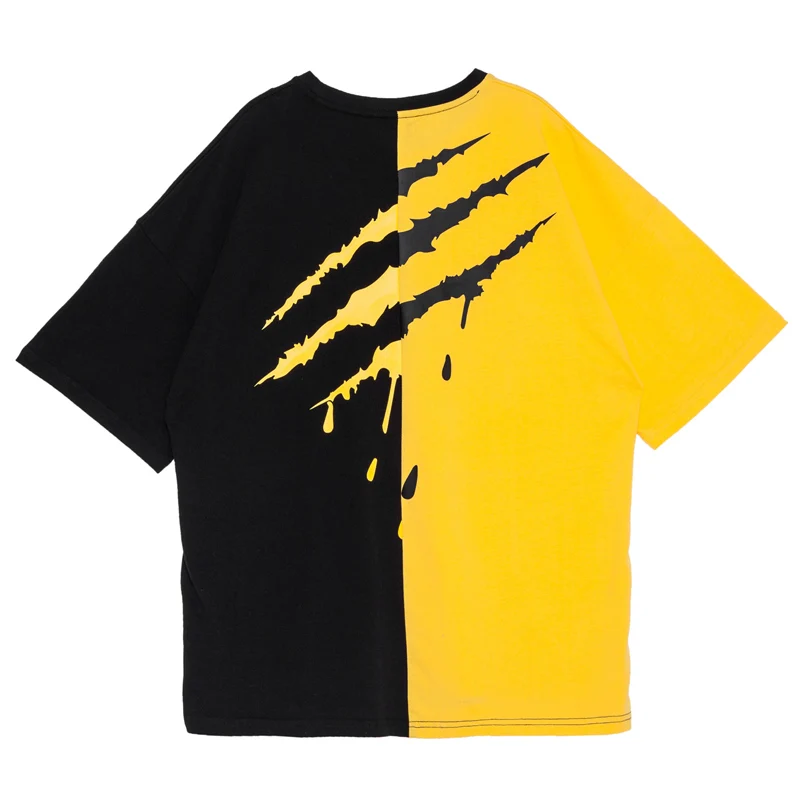 Летняя футболка мужская хип-хоп женская модная футболка с комбинированным принтом однотонная хлопковая Футболка уличная негабаритная футболка футболки