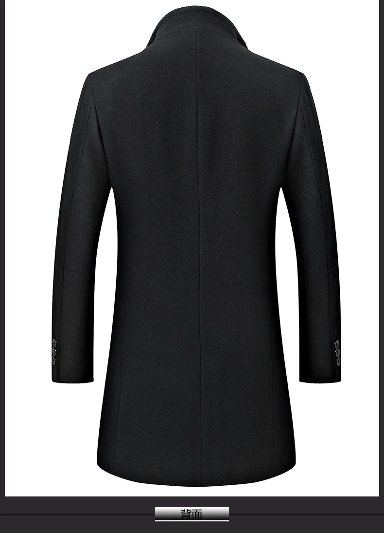 Бренд двубортное шерстяное пальто 2018 зима толстые теплые роскошные деловые повседневные мужские тонкие куртки пальто черный серый