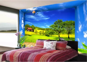 

Custom mural 3d room wallpaper Landscape grass blue sky zebra wall papers home decor 3d wall murals wallpaper for walls 3 d