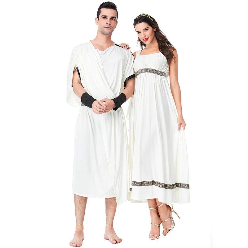 

Halloween Greek Olympic Goddess Roman Princess Costume Masquerade Men's Grecian Toga Arabic Prince Caesar Cosplay Dress