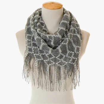 

AOLOSHOW Necklace scarf Women Winter Warmer Knit Loop Infinity Circle Tube Scarf with Tassel Yarn Cozy Scarf for Women NL-2578