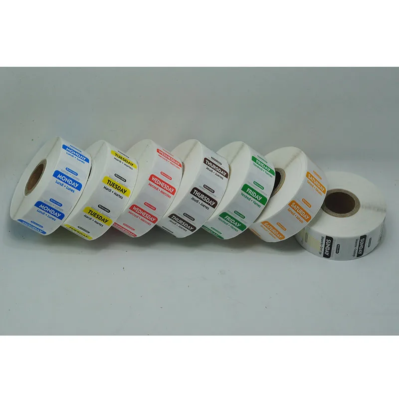

DaySpot HYDS-RL1x1-WEEK Removable Adhesive Labels1"X1" Inch Date Stickers for Food Storage Rotation, 1000 labels/roll