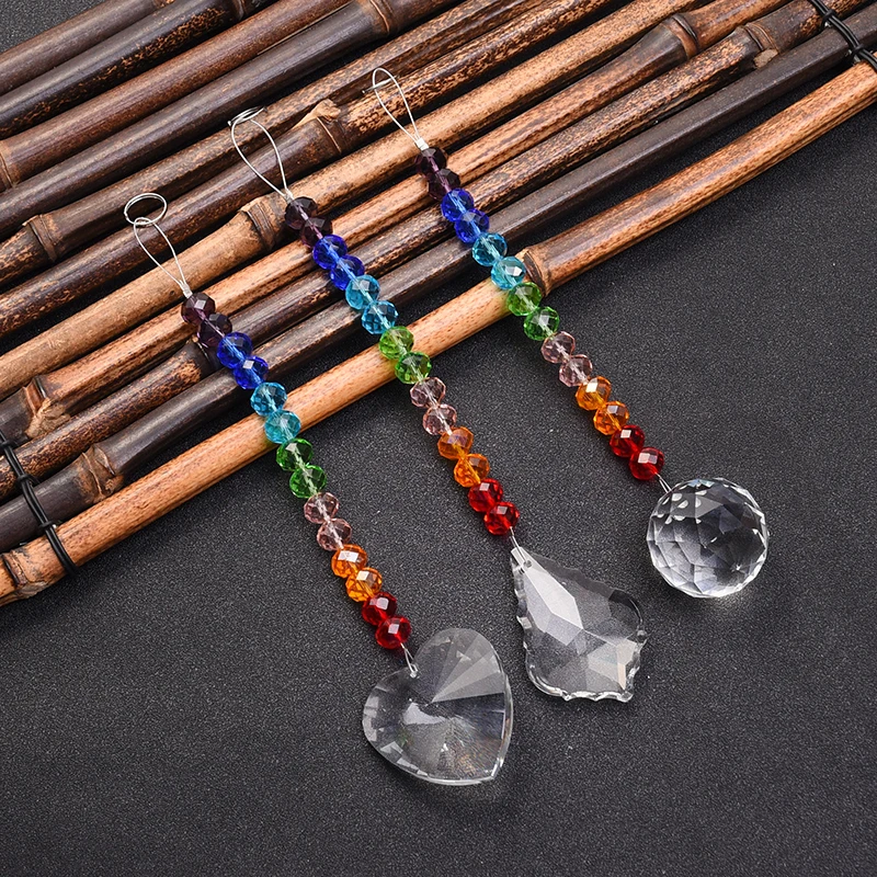 

3PCS Chakra Crystal Suncatchers Chandelier Crystals Ball Prism Pendant Rainbow Maker Hanging Drop Home Ornament