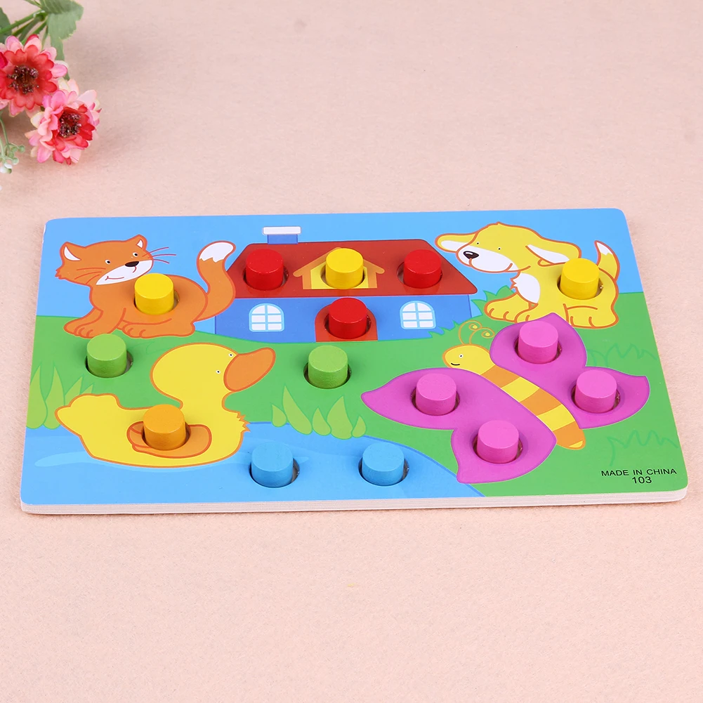 4 Дизайн упаковке Цвет ful познание доска Монтессори детей деревянные головоломки игрушки Цвет матч Игра настольные деревянные игрушки
