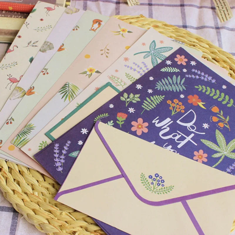 Корейские канцелярские товары для детей Подарки конверт мелкий цветок животное письмо Pad набор Письмо Бумага+ комплекты из конвертов бумага для письма