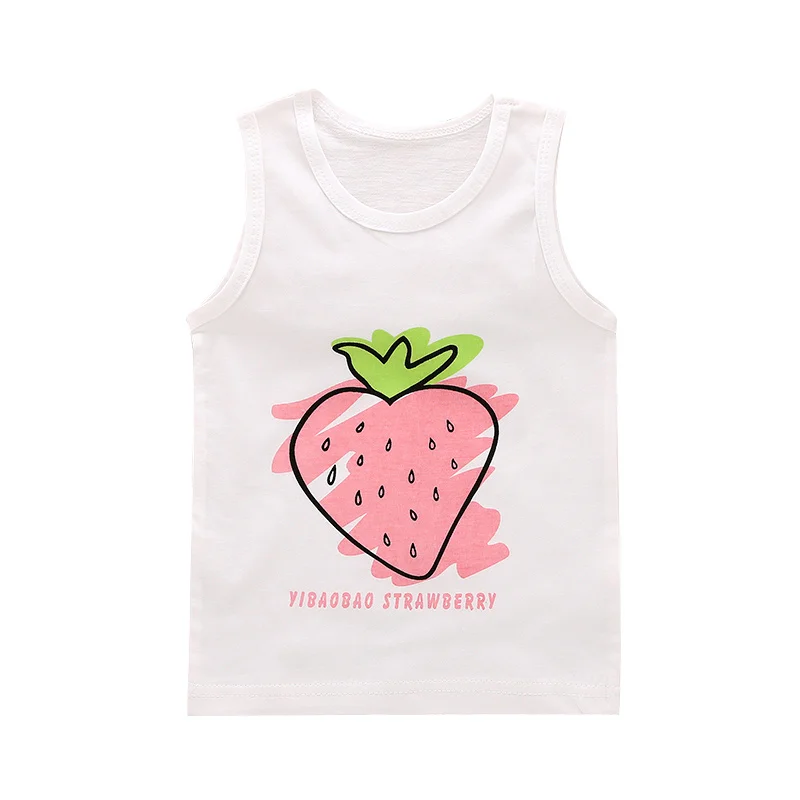 2 PCSLot Cartoon Baby Kids T-Shirt Sleeveless Print T-shirt For Boys Girls Children Clothing Fashion Boys Tops Girls Clothing (3)