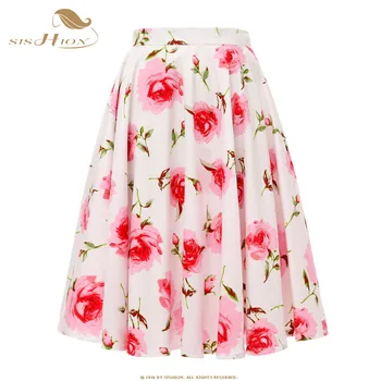 

SISHION Polka Dot Skirts Womens Floral print Summer Knee Length skirt Streetwear High Waist Short Skirts Female 2018 VD0794