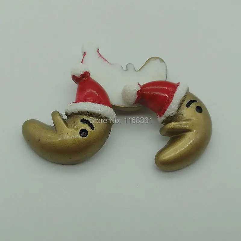 1pcs/lot resin flat back Christmas hat moon 25mm Cabochons Scrapbooking Hair Bow Center DIY Christmas decration C101-8