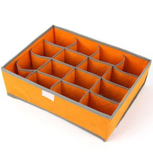 Нетканое нижнее бельё для девочек носки для девочек бюстгальтер складная коробка для хранения Организатор ящик с крышкой 7/16/24 лезвия могут быть использованы для шкаф для одежды шкаф для хранения Организатор - Цвет: 16 grids orange