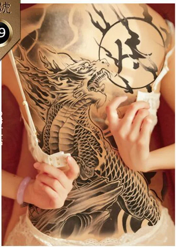 Новинка 2018new супер большая Татуировка наклейка полная спина грудь Временные татуировки Красота змея Дракон узор большая поддельная Татуировка Женская классная мужская - Цвет: X19