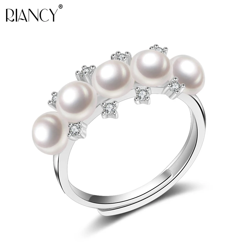 

Fashion real natural freshwater pearl rings,925 streling silver wedding ring for women,trendy mulit pearl ring jewelry