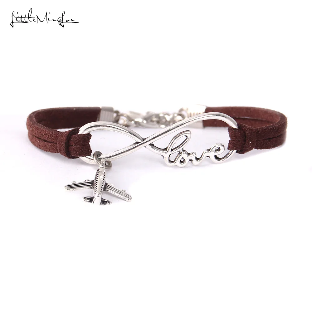

Little Minglou Infinity love airplane bracelet plane charm wrap men bracelets & bangles for women jewelry