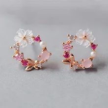 925 пробы серебряные циркониевые серьги в виде венка для женщин новые серьги милые темпераментные серебряные серьги Модные ювелирные изделия