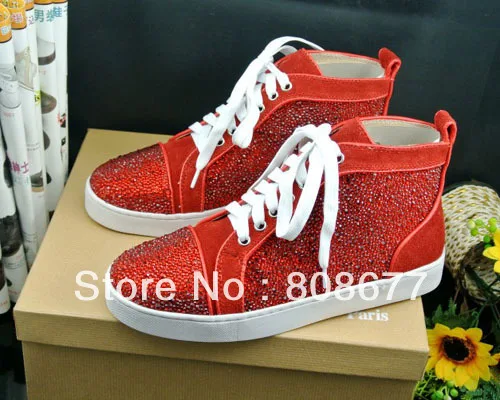 red rhinestone sneakers