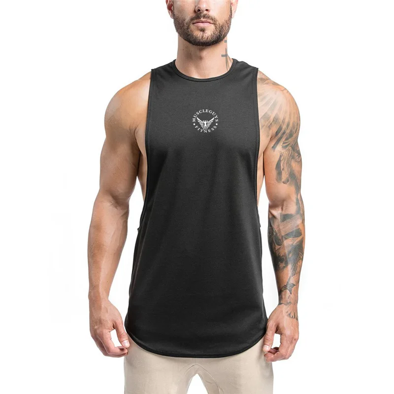 

Muscleguys Men's Fitness Vest Men Muscle Sleeveless Shirt Tank Top Bodybuilding shirt Gyms Tanktop Solid Customized