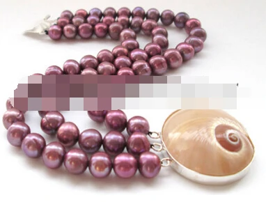 

free shipping 13402 8" 3row 8-9mm wine red round freshwater pearl bracelet - shell clasp