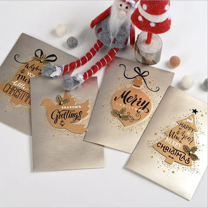  1pc Golden Cover 3D X-Max Cards Merry Christmas Valentine Happy New Year Decor Greeting Card Party  - 33043277171