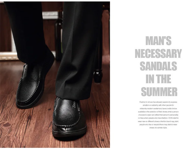 Мужская повседневная обувь из натуральной кожи; Брендовые мужские лоферы; мокасины; дышащие слипоны; черная обувь для вождения; H412