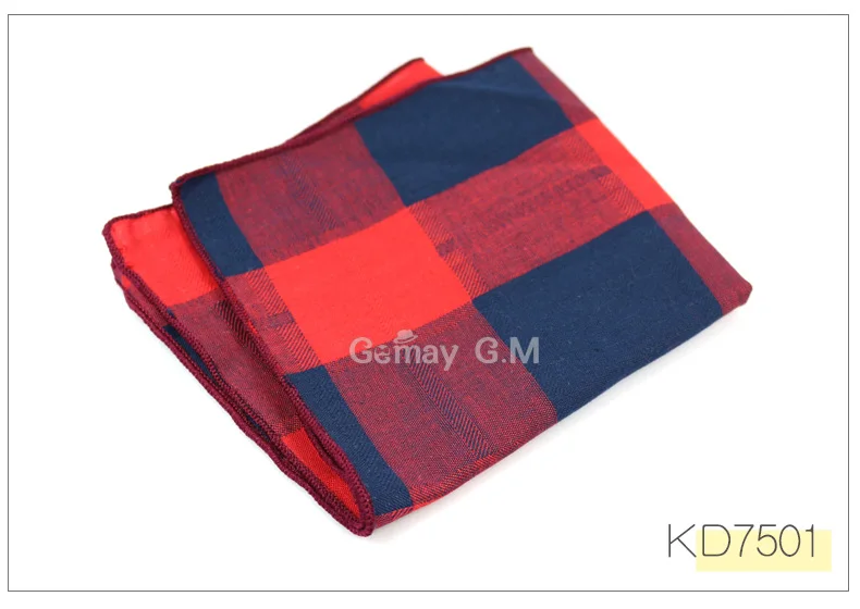 New Arrive Cotton Suit Pocket Square for Men Towel Square For Wedding Party Fashion Simple Cotton Mens Plaid Handkerchief Towel - Цвет: KD7501