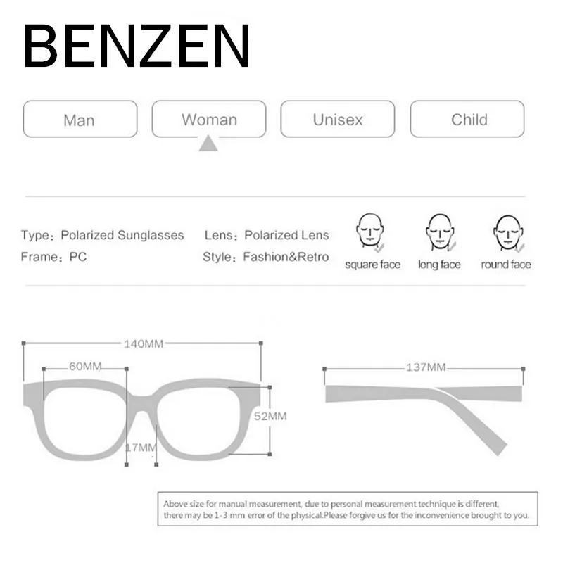 BENZEN, роскошные солнцезащитные очки для женщин, фирменный дизайн, поляризационные женские солнцезащитные очки, УФ очки для девушек, очки для вождения, очки с коробкой, 6527