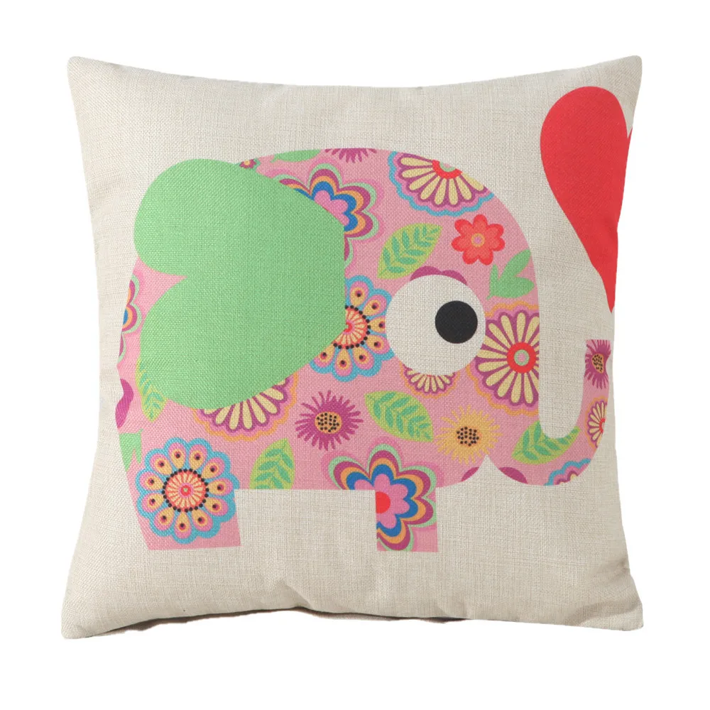 45x45 سنتيمتر الحب القلب الكرتون الفيل غطاء وسادة مطبوعة غطاء سيارة المنزل كنبة مكتب كرسي الزخرفية القطن كيس وسادة كتاني