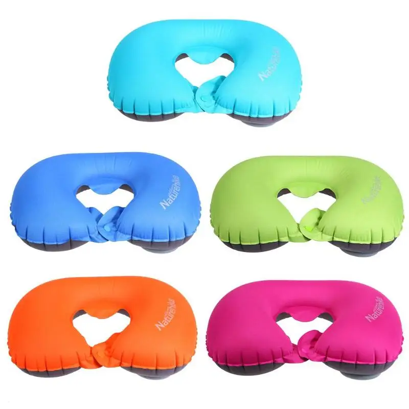 

U-shaped Press almofada Auto Inflatable cushion Polyester Fibre almofada Travel Air Pillow Health Care Neck Rest Soft Cushion