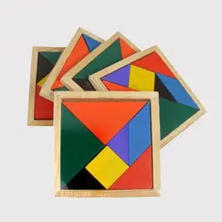 Деревянный Tangram 7 шт. пазл игрушки для детей Обучающие Развивающие красочные квадратные кубики игры мозг умные игрушки