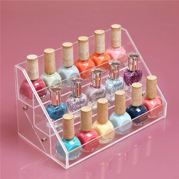 

3 layers Nail Polish Cosmetics Display Holder Shelf Makeup Organizer Lipstick Frame Showcase Rack