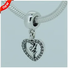 Подходит для Pandora Braclets Tinkerbell талисманы с Ясно фианит 925 пробы серебро бусины